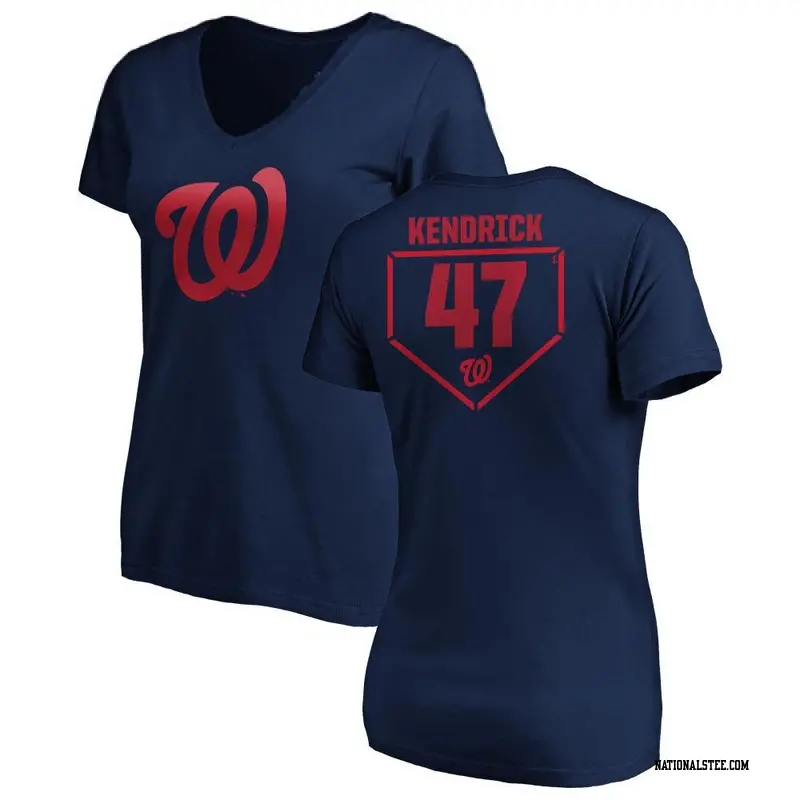 Men's Washington Nationals Howie Kendrick Majestic Navy Logo Official Name  & Number T-Shirt