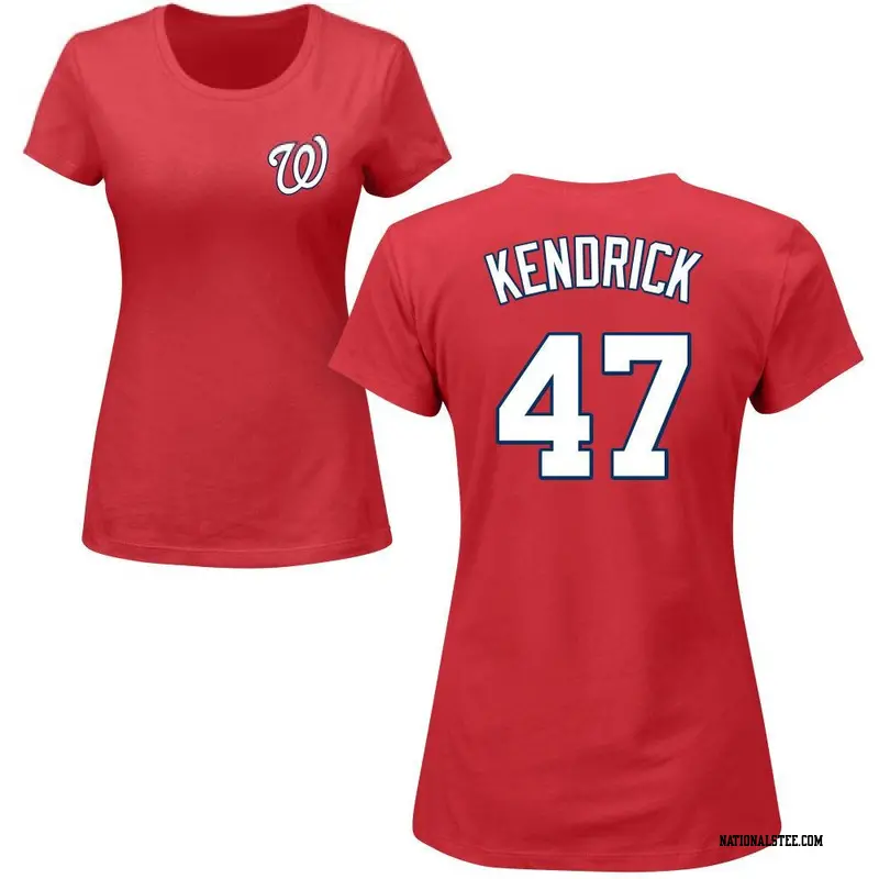 Men's Washington Nationals Howie Kendrick Majestic Navy Logo Official Name  & Number T-Shirt